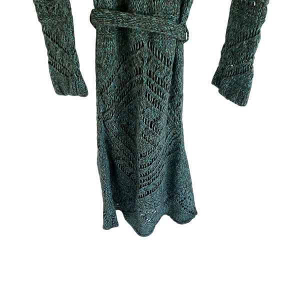 Free People Green Blue Budapest Daydream Long Knit Duster Sweater Cardigan Small - Picture 8 of 10